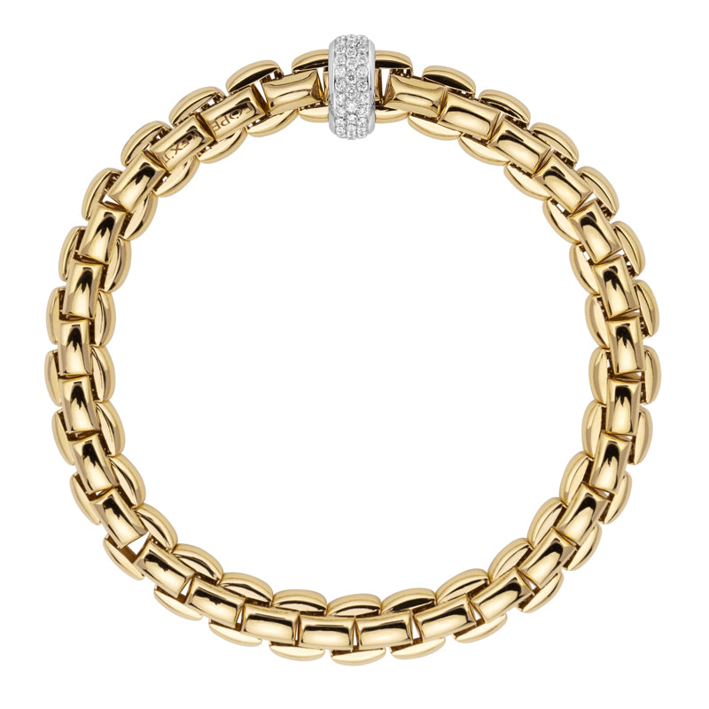 Fope Eka 18ct Yellow Gold 0.58ct Diamond Bracelet - M