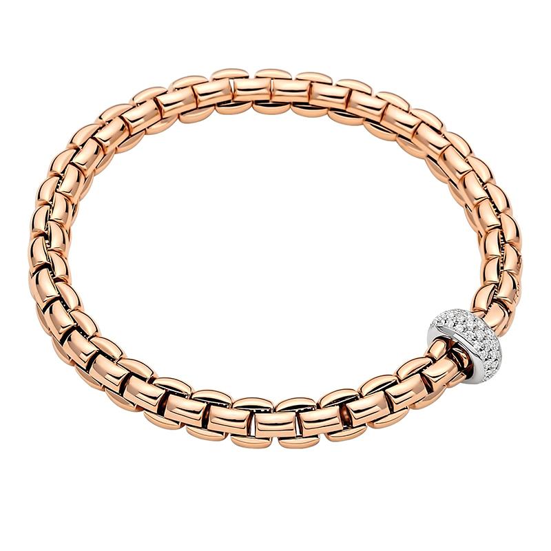 Fope Eka Anniversario 18ct Rose Gold 0.40ct Diamond Bracelet - Xs