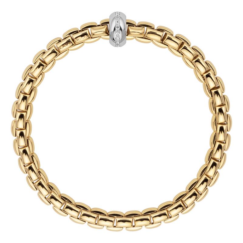 Fope Eka Anniversario 18ct Yellow Gold 0.13ct Diamond Bracelet - L