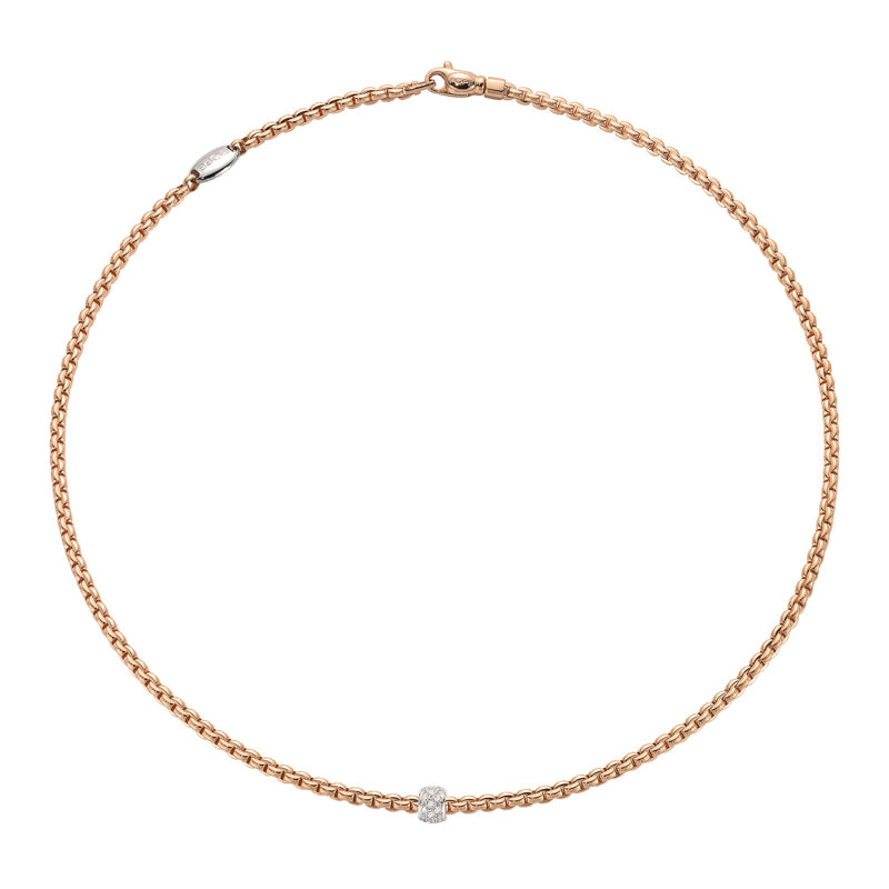 Fope Eka Tiny 18ct Rose Gold 0.07ct Diamond Necklace - 70cm
