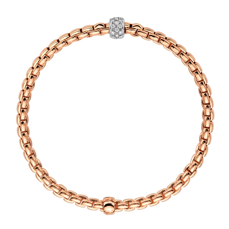 Fope Eka Tiny 18ct Rose Gold 0.19ct Diamond Bracelet - Xl