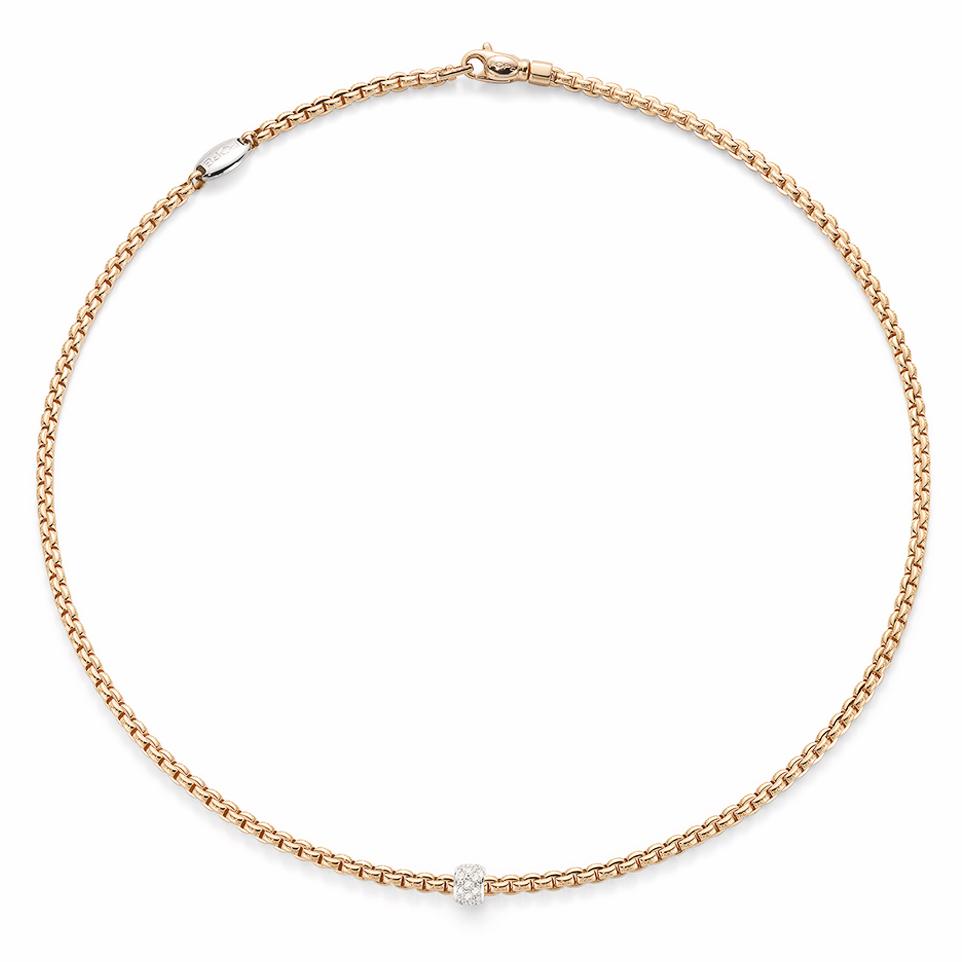Fope Eka Tiny 18ct Rose Gold 0.19ct Diamond Necklace