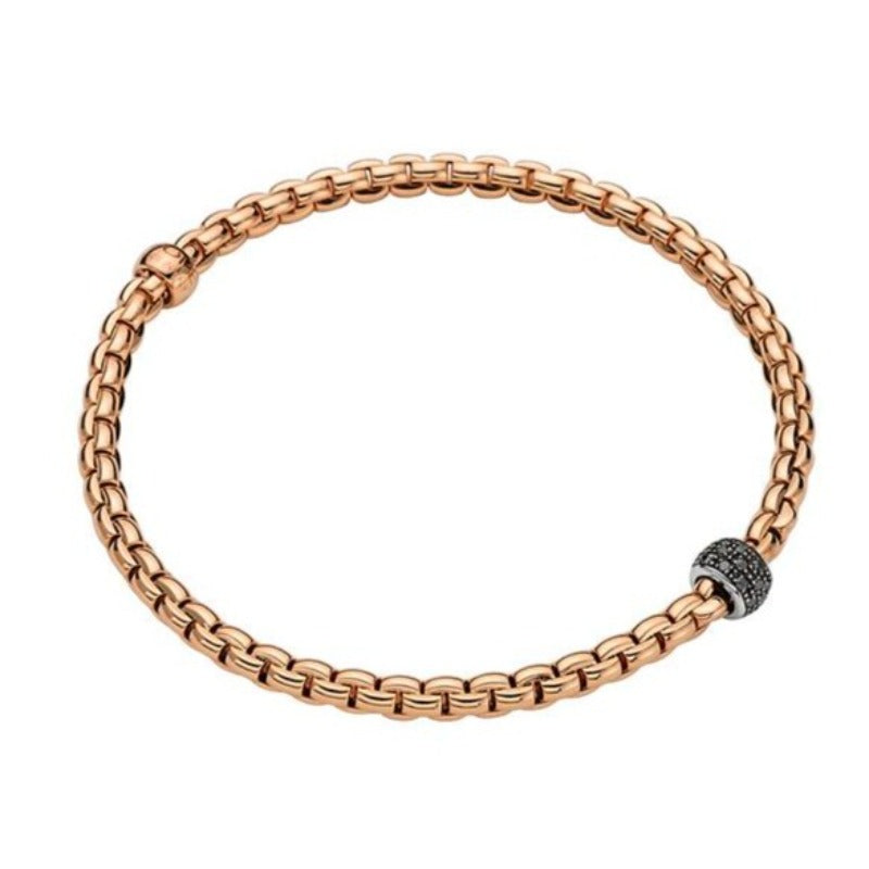 Fope Eka Tiny 18ct Rose Gold 0.20ct Black Diamond Bracelet - Xl