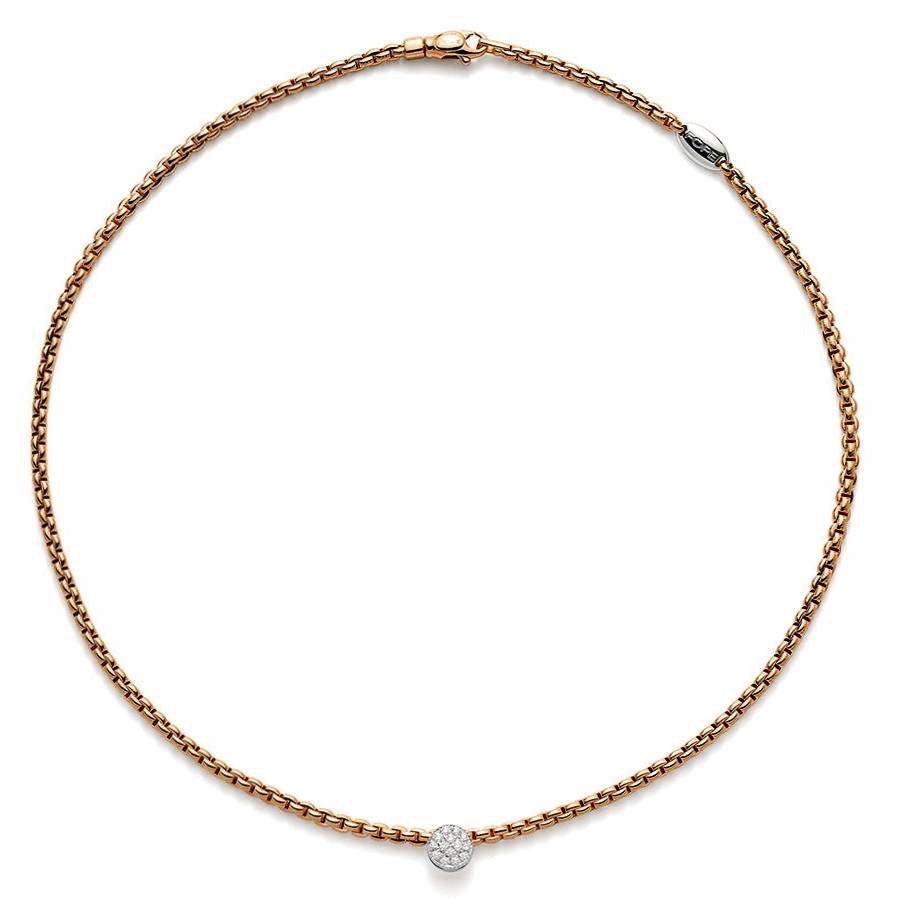 Fope Eka Tiny 18ct Rose Gold 0.22ct Diamond Necklace - 90cm
