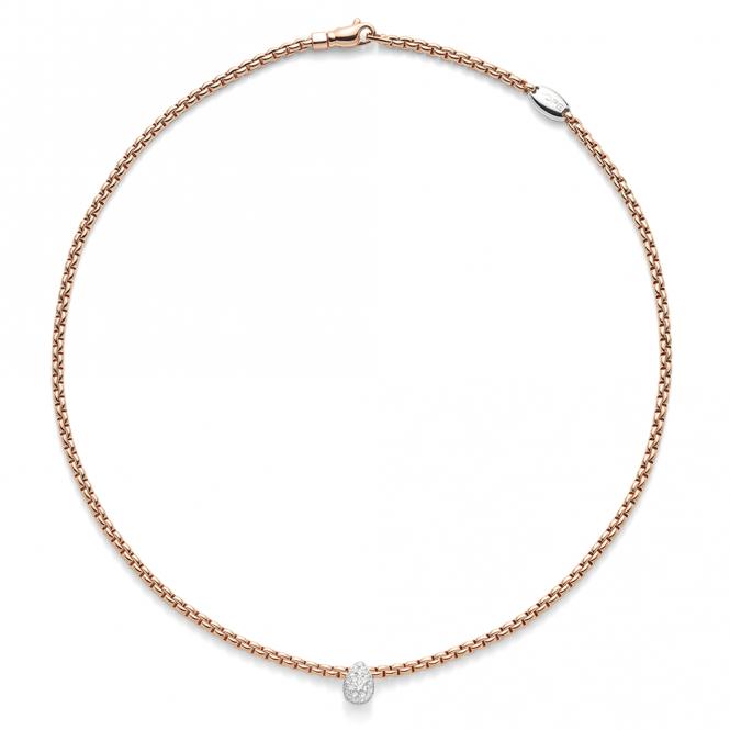 Fope Eka Tiny 18ct Rose Gold 0.27ct Diamond Pear Necklace