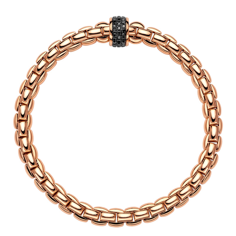 Fope Eka Tiny 18ct Rose Gold 0.54ct Black Diamond Bracelet - L