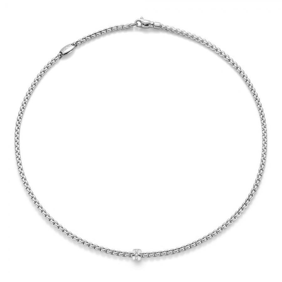 Fope Eka Tiny 18ct White Gold 0.07ct Diamond Necklace - 70cm
