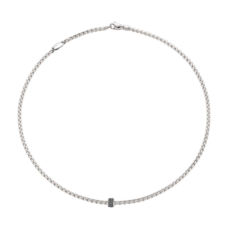 Fope Eka Tiny 18ct White Gold 0.20ct Black Diamond Necklace