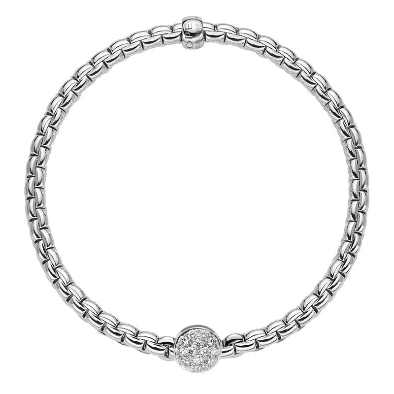 Fope Eka Tiny 18ct White Gold 0.22ct Diamond Bracelet - S