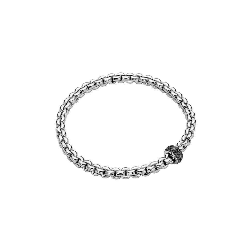 Fope Eka Tiny 18ct White Gold 0.41ct Black Diamond Bracelet - M
