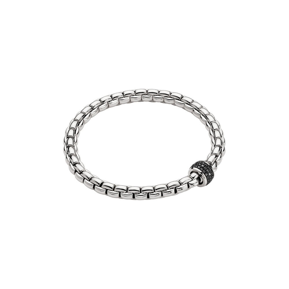 Fope Eka Tiny 18ct White Gold 0.54ct Black Diamond Bracelet - S