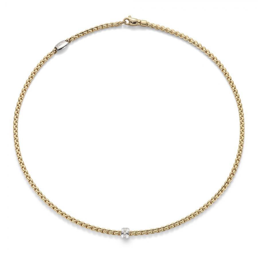 Fope Eka Tiny 18ct Yellow Gold 0.07ct Diamond Necklace - 90cm