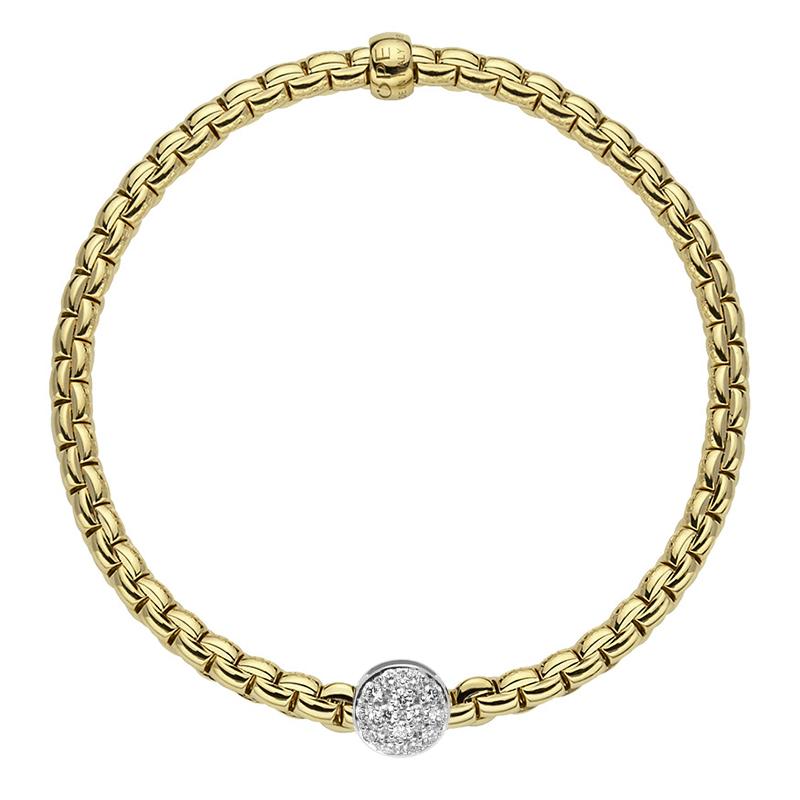 Fope Eka Tiny 18ct Yellow Gold 0.22ct Diamond Bracelet - L