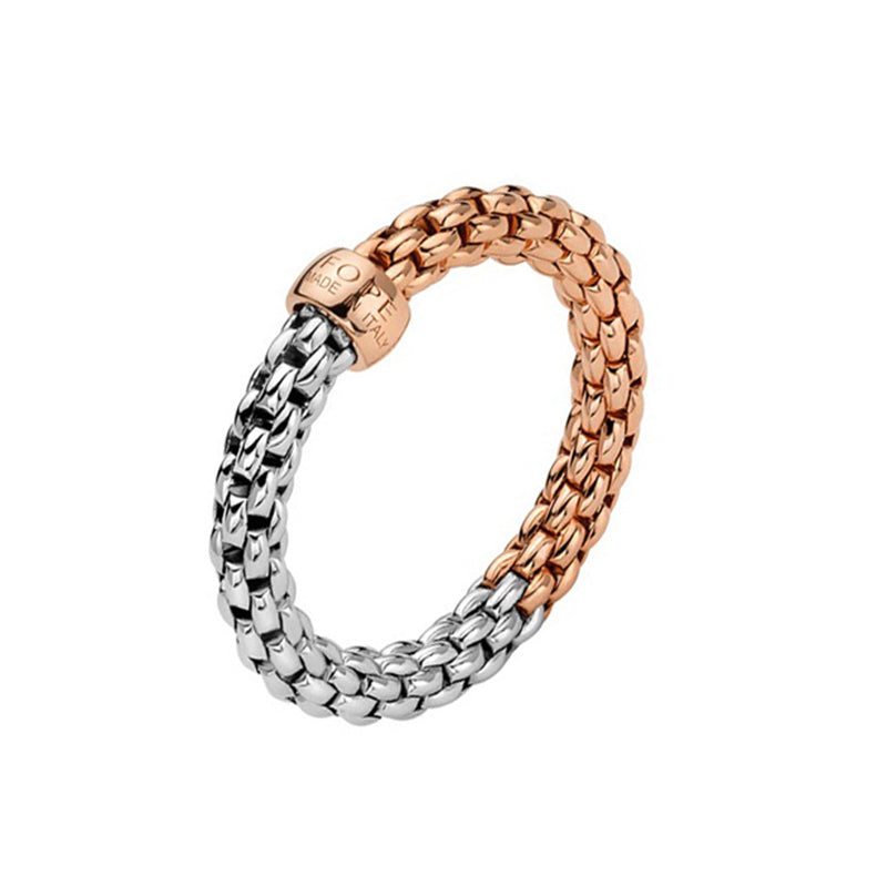 Fope Essentials 18ct White And Rose Gold Ring - L