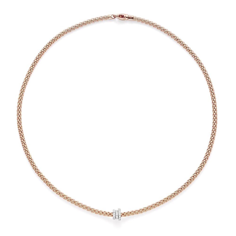 Fope Flex'it Prima 18ct Rose Gold 0.31ct Diamond 43cm Necklace