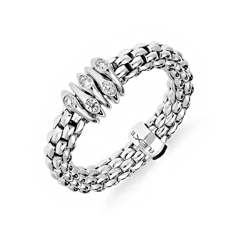 Fope Flex'it Prima 18ct White Gold 0.07ct Diamond Ring - M