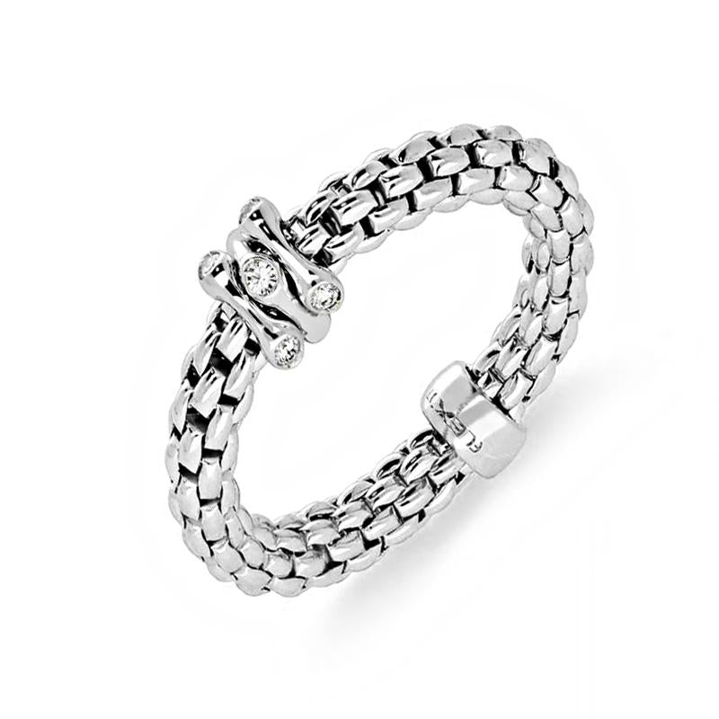 Fope Flex'it Prima 18ct White Gold 0.12ct Diamond Ring - L
