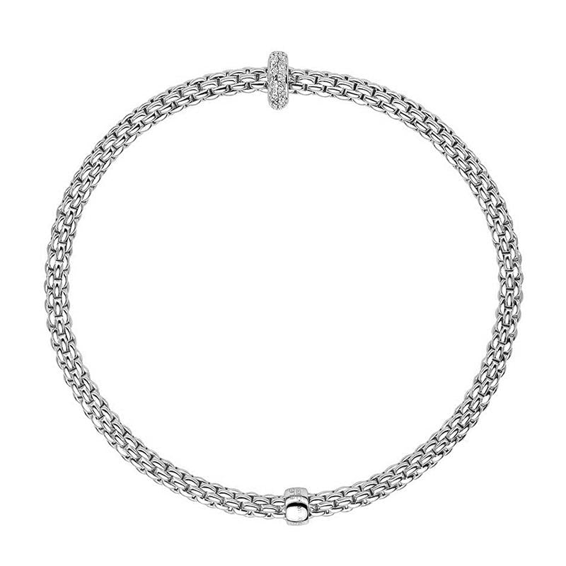 Fope Flex'it Prima 18ct White Gold 0.18ct Diamond Bracelet - L