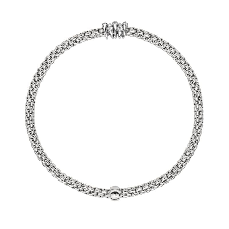 Fope Flex'it Prima 18ct White Gold 0.20ct Diamond Bracelet - L