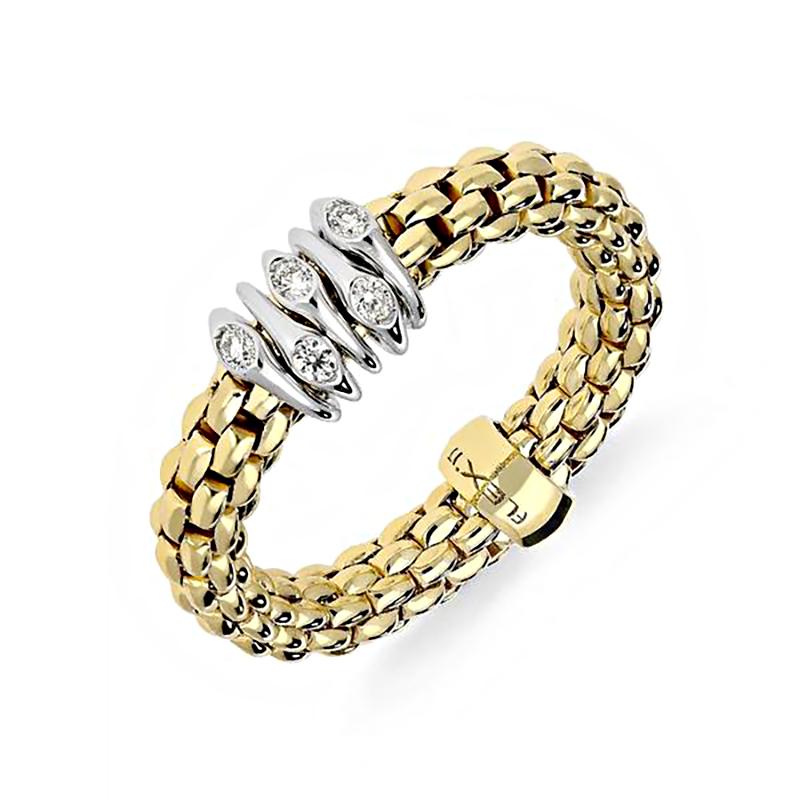 Fope Flex'it Prima 18ct Yellow Gold 0.07ct Diamond Ring - Xs