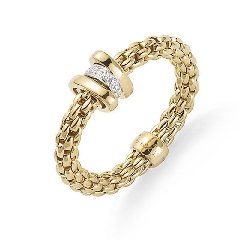 Fope Flex'it Prima 18ct Yellow Gold 0.10ct Diamond Ring - Xl