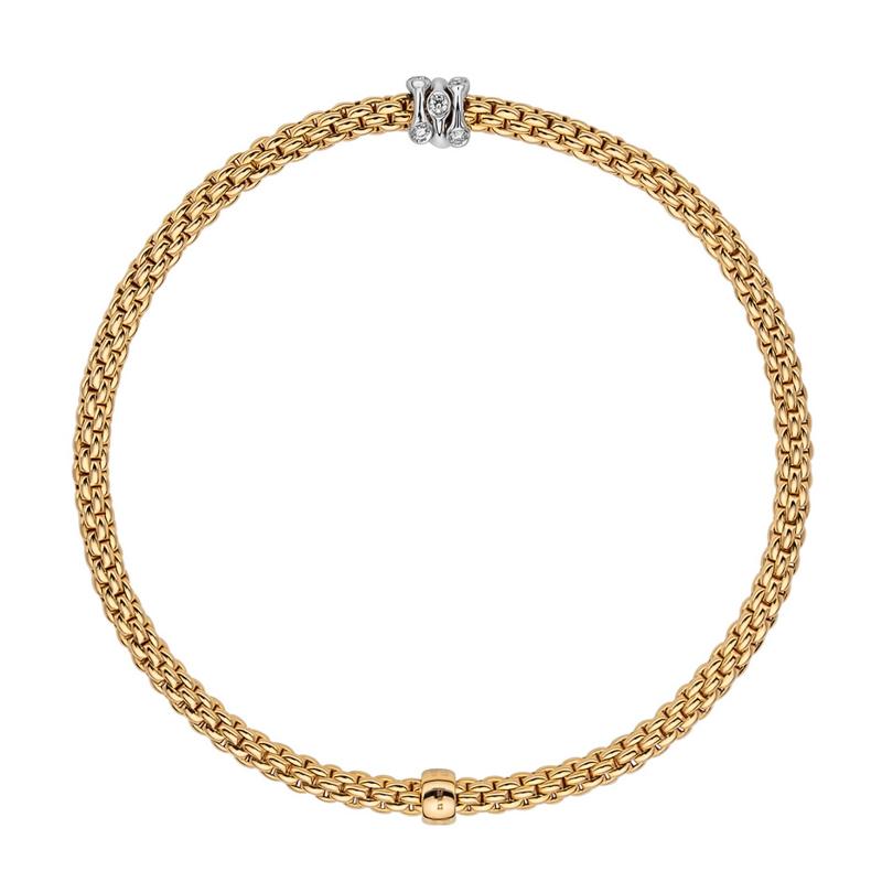 Fope Flex'it Prima 18ct Yellow Gold 0.12ct Diamond Bracelet - Xl