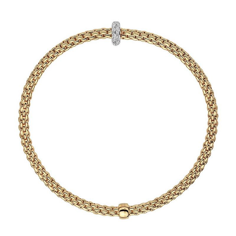 Fope Flex'it Prima 18ct Yellow Gold 0.18ct Diamond Bracelet - Xl