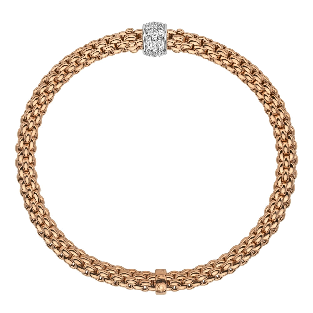 Fope Flex'it Solo 18ct Rose Gold 0.29ct Diamond Bracelet - S
