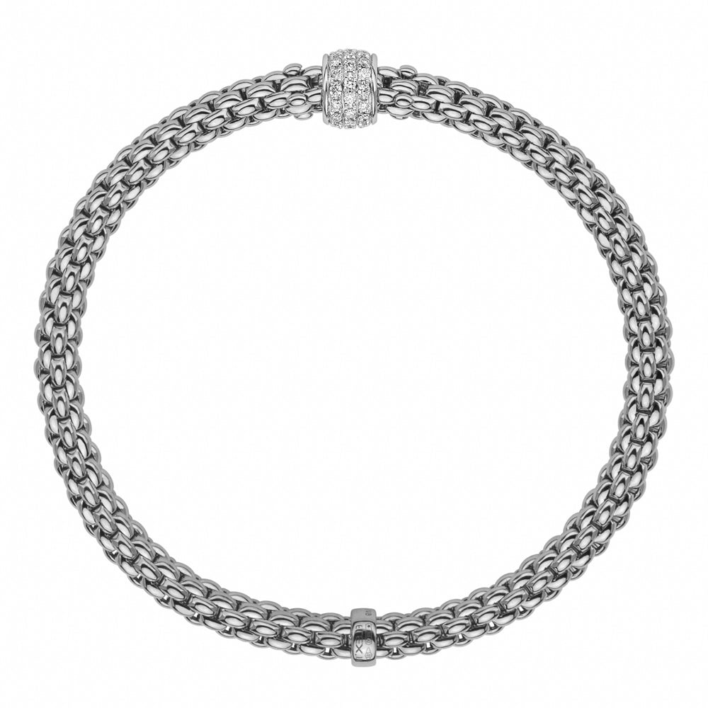 Fope Flex'it Solo 18ct White Gold 0.29ct Diamond Bracelet - S