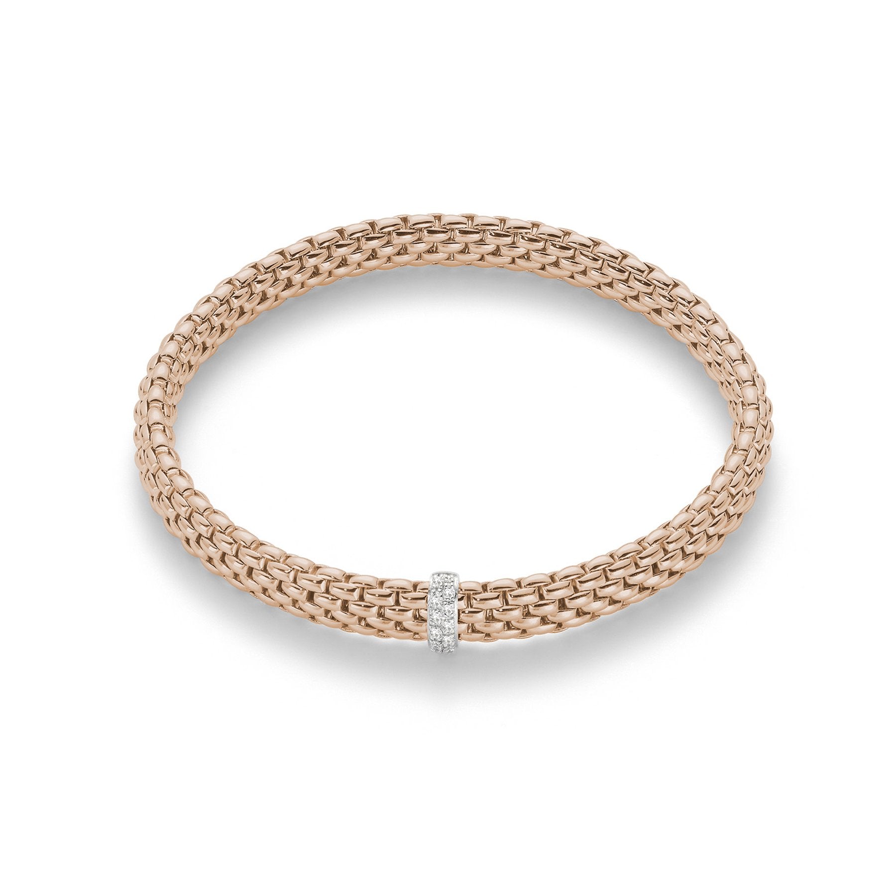 Fope Flex'it Vendome 18ct Rose Gold 0.10ct Diamond Bracelet - Xl