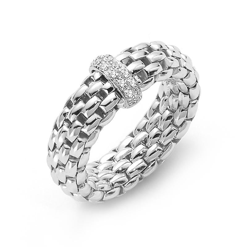 Fope Flex'it Vendome 18ct White Gold 0.10ct Diamond Ring - S