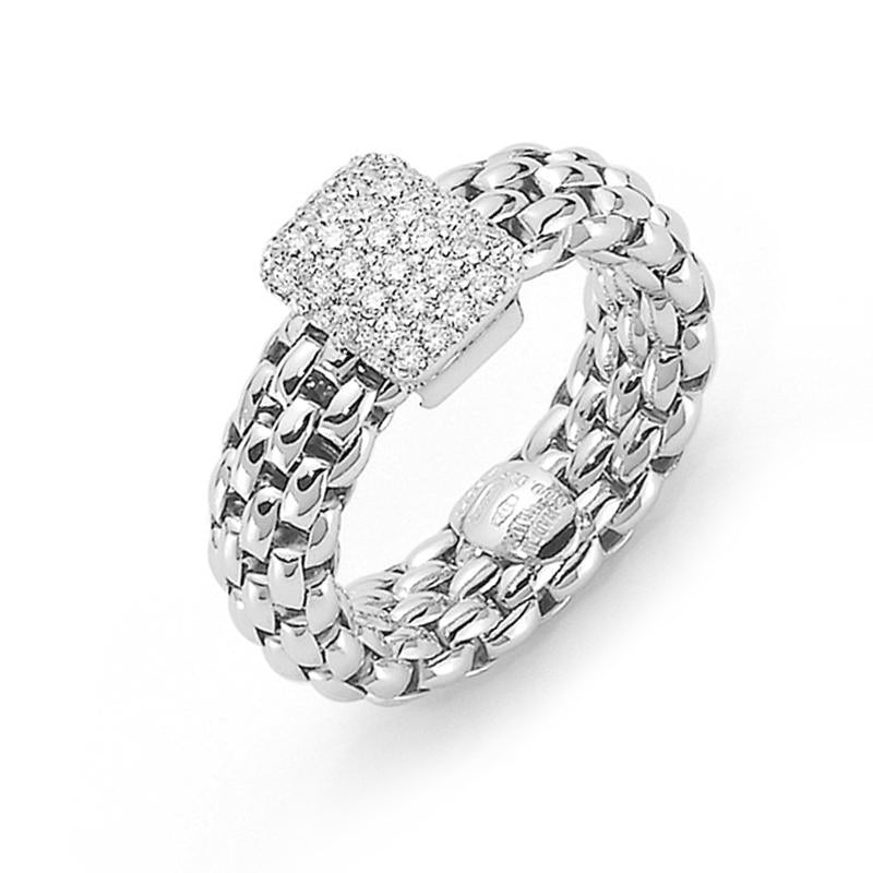 Fope Flex'it Vendome 18ct White Gold 0.41ct Pave Diamond Ring - S