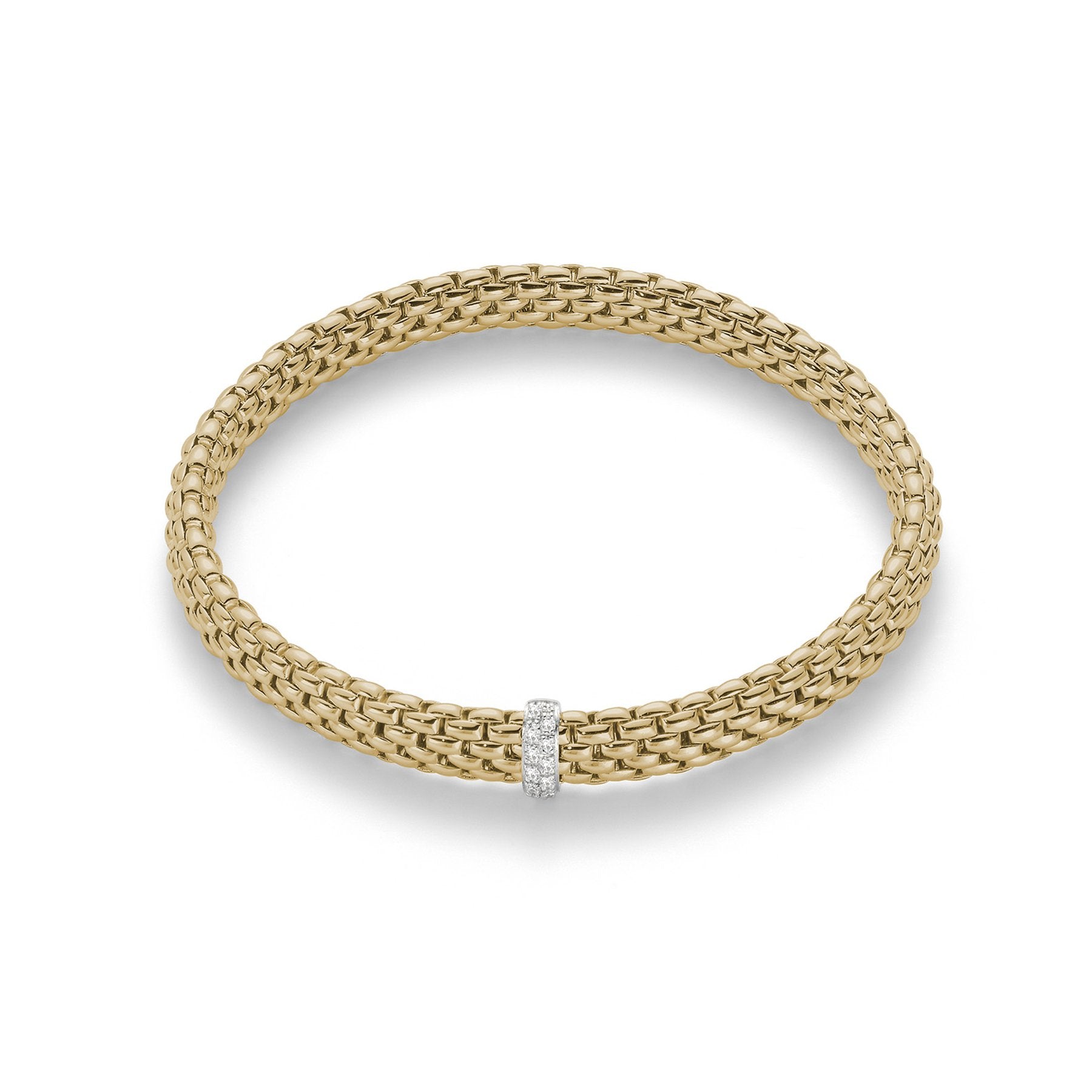 Fope Flex'it Vendome 18ct Yellow Gold 0.10ct Diamond Bracelet - L