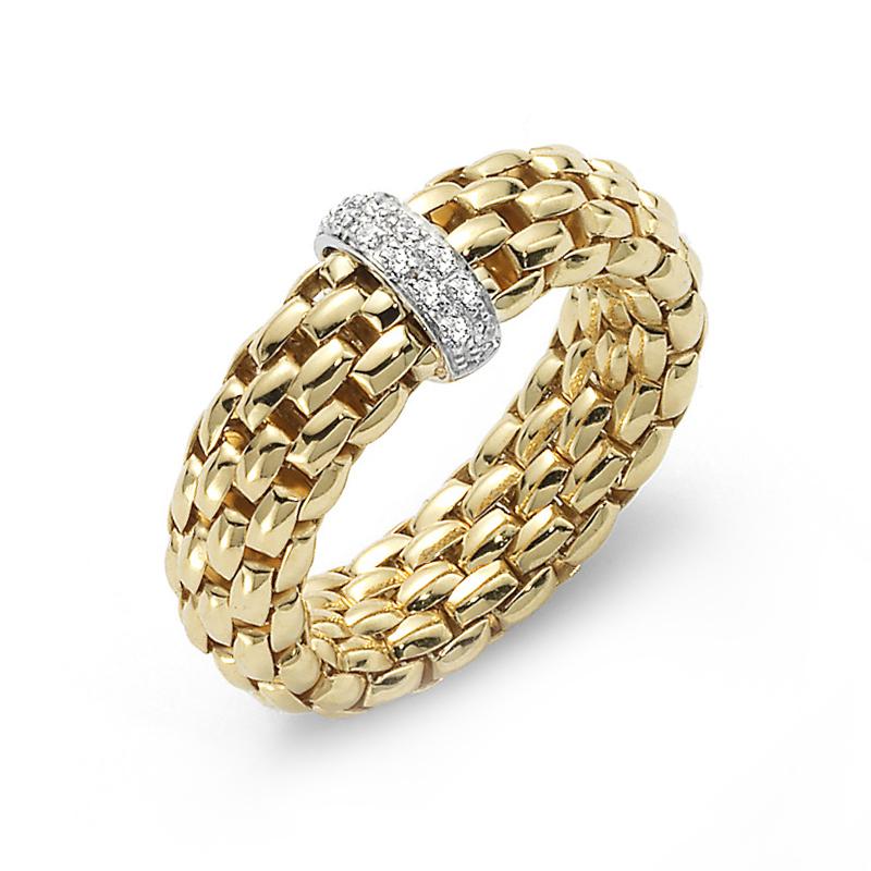 Fope Flex'it Vendome 18ct Yellow Gold 0.10ct Diamond Ring - M