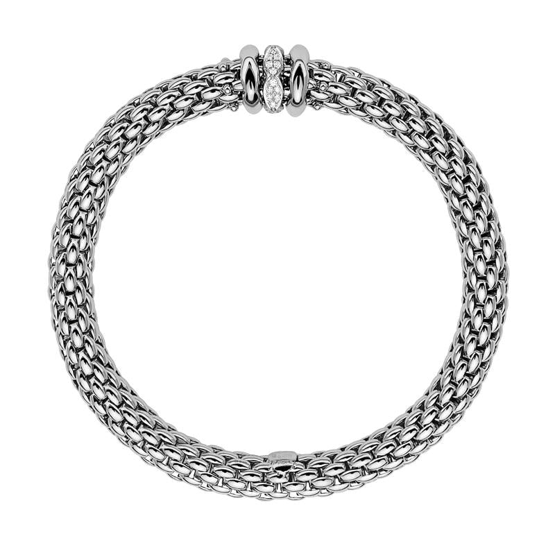 Fope Love Nest 18ct White Gold 0.19ct Diamond Bracelet - Xs