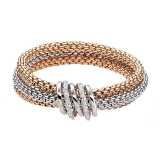 Fope Mialuce 18ct Rose White Gold 0.54ct Diamond Bracelet - L