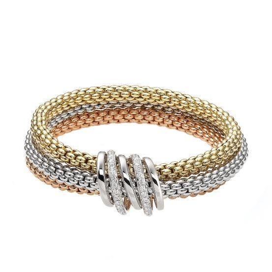 Fope Mialuce 18ct Yellow White Rose Gold 0.54ct Diamond Bracelet - Xs