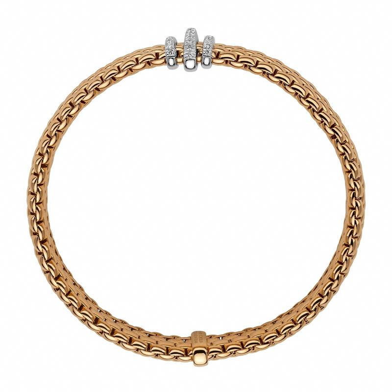 Fope Panorama 18ct Rose Gold 0.23ct Diamond Rondelle Bracelet - Xl