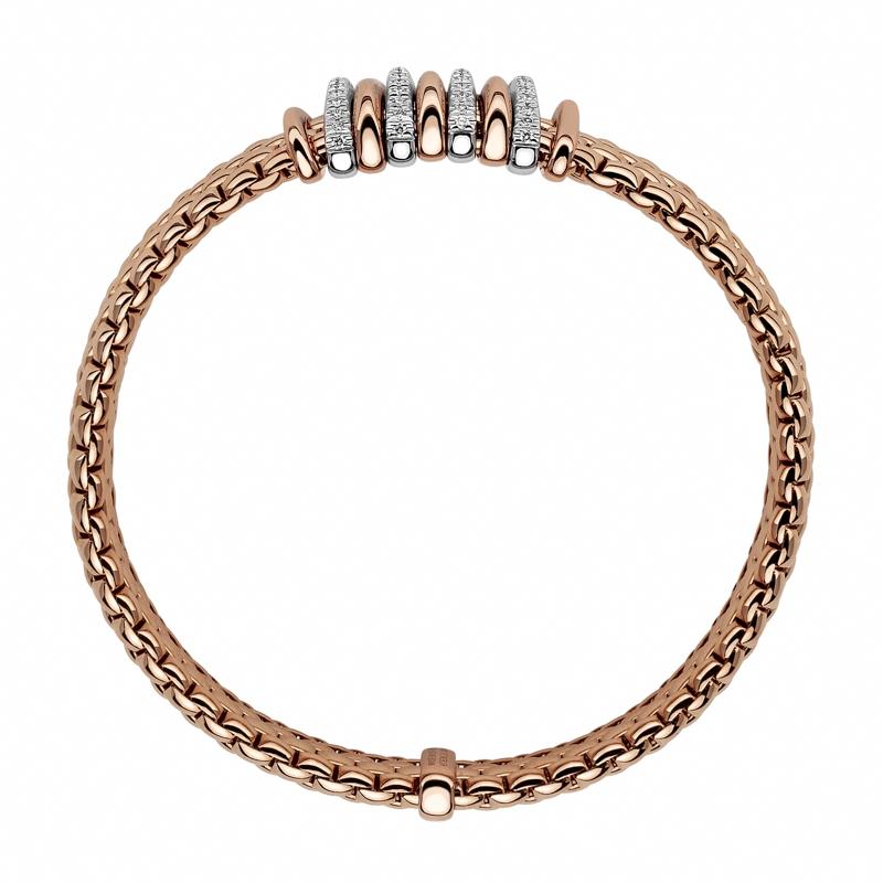 Fope Panorama 18ct Rose Gold 0.30ct Diamond Mixed Rondelle Bracelet - M