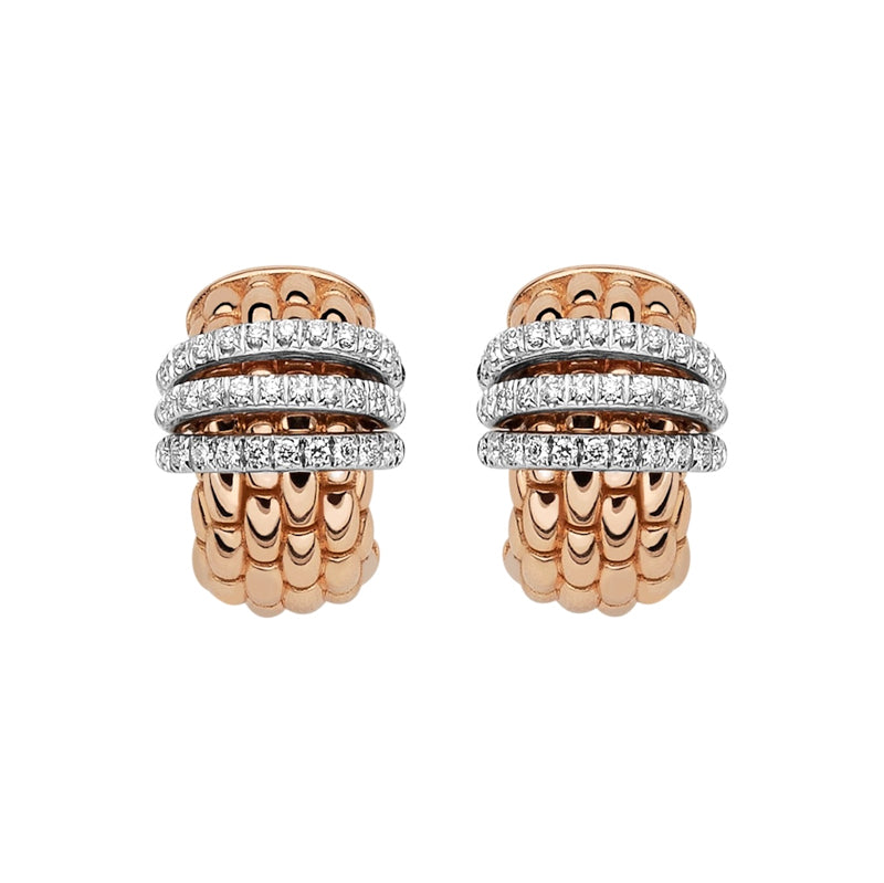 Fope Panorama 18ct Rose Gold 0.46ct Diamond Rondelle Small Hoop Earrings