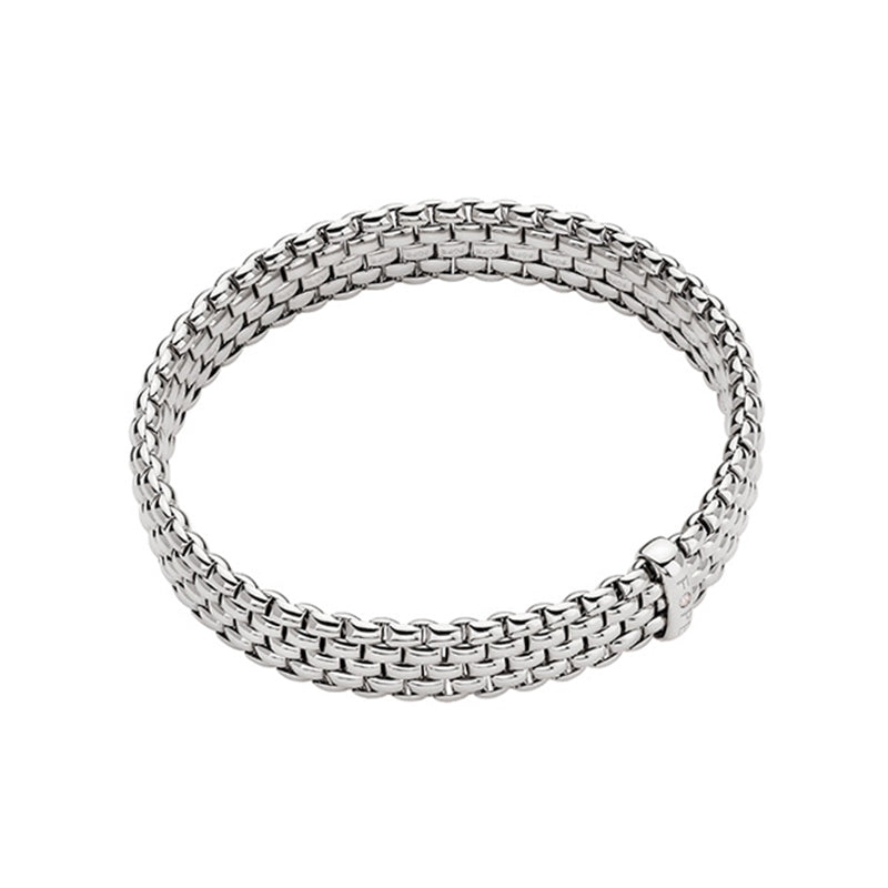 Fope Panorama 18ct White Gold 0.01ct Diamond Flexible Bracelet - Xs