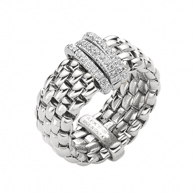 Fope Panorama 18ct White Gold 0.23ct Diamond Rondelle Ring - Xs