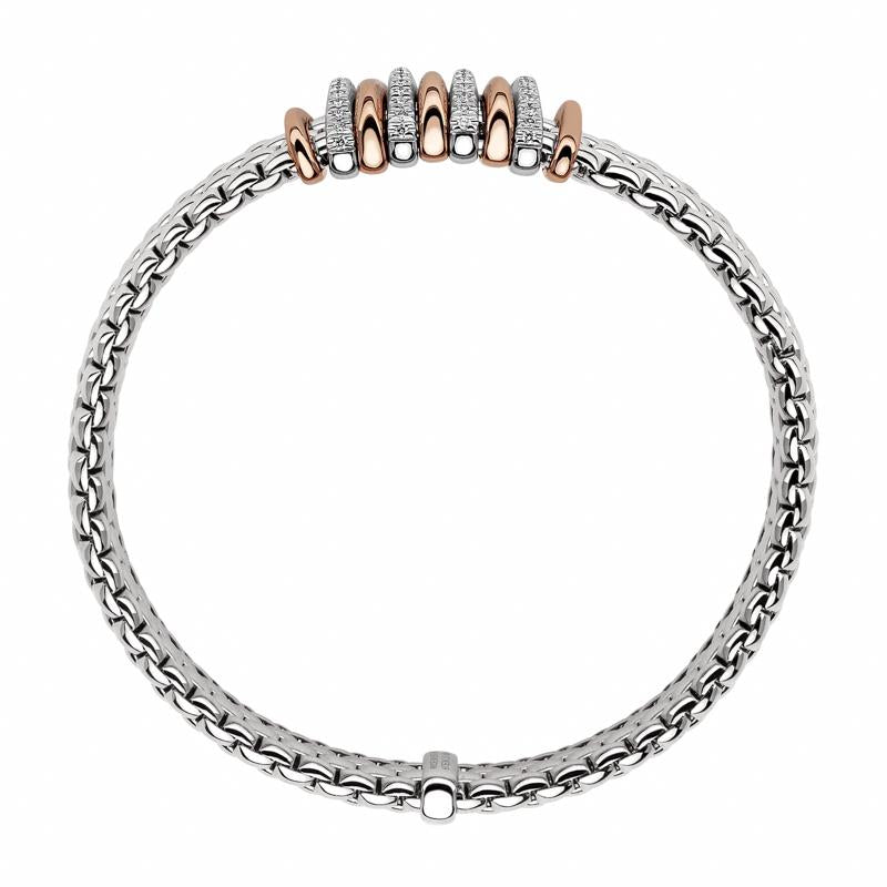 Fope Panorama 18ct White Gold 0.30ct Diamond Mixed Rondelle Bracelet - M