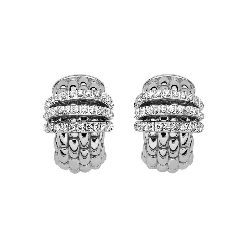 Fope Panorama 18ct White Gold 0.46ct Diamond Rondelle Small Hoop Earrings