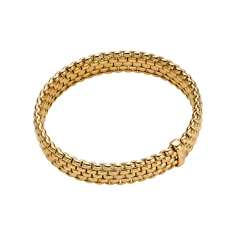 Fope Panorama 18ct Yellow Gold 0.01ct Diamond Flexible Bracelet - L