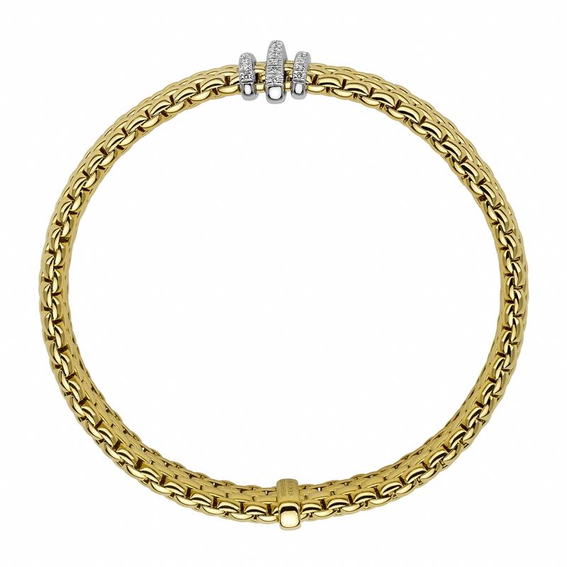 Fope Panorama 18ct Yellow Gold 0.23ct Diamond Rondelle Bracelet - L