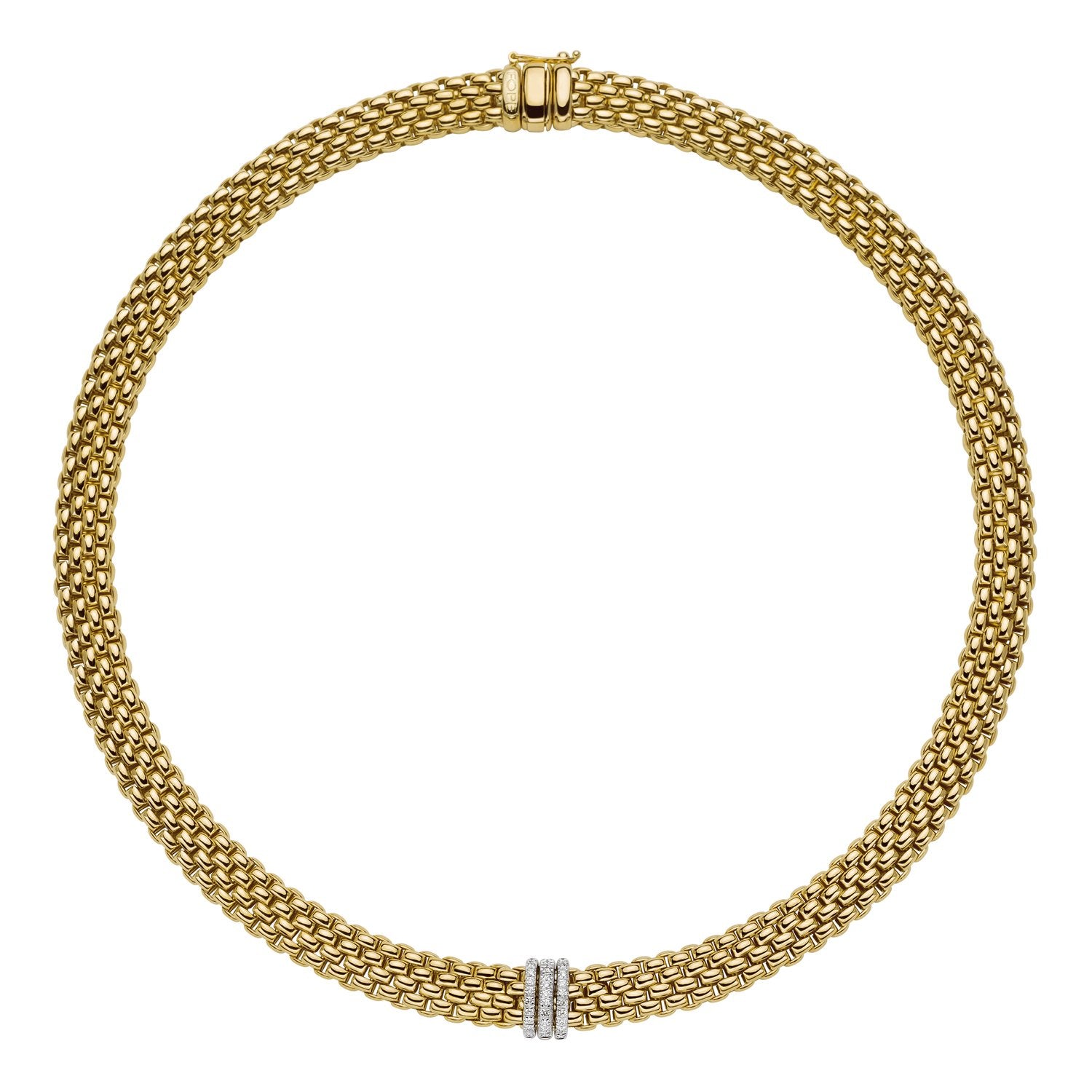 Fope Panorama 18ct Yellow Gold 0.23ct Diamond Rondelle Necklace