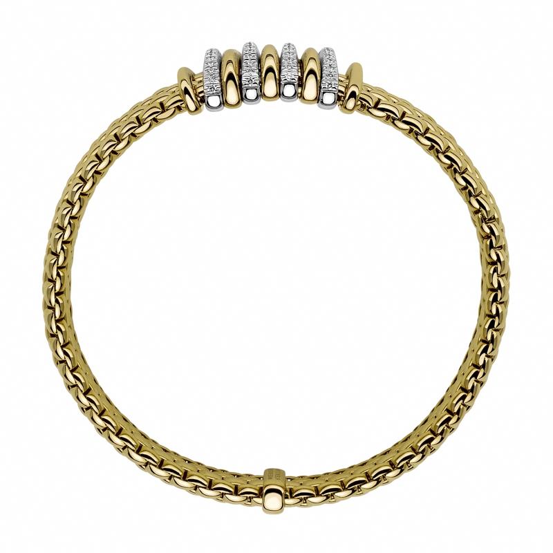 Fope Panorama 18ct Yellow Gold 0.30ct Diamond Mixed Rondelle Bracelet - Xs