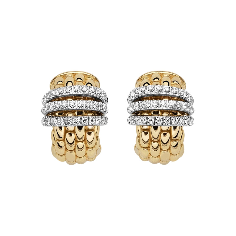 Fope Panorama 18ct Yellow Gold 0.46ct Diamond Rondelle Small Hoop Earrings