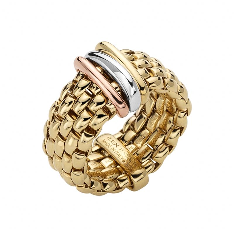 Fope Panorama 18ct Yellow Gold Mixed Rondelle Ring - S